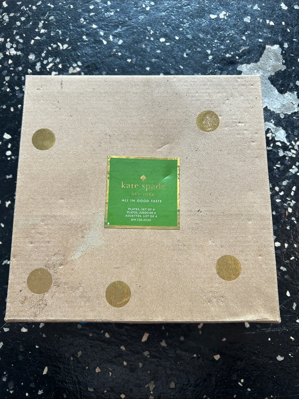 kate spade Cream and Gold Polka Dot pizza Party Plates - Elegant Set